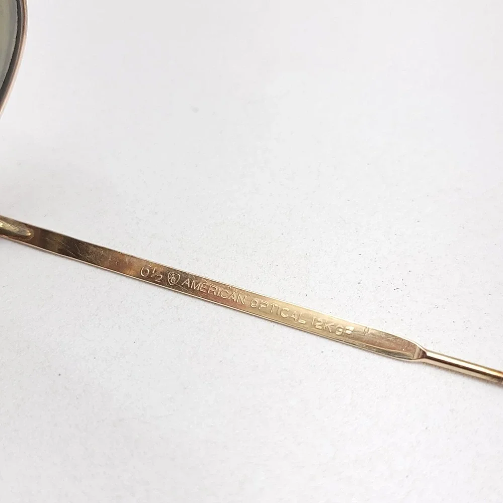 Vtg AO American Optical 12K GF 1/10 Gold‎ Aviator Sunglasses FRAMES 63mm Cable